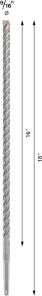 Broca para taladro percutor Bosch PRO SDS plus-5X de 9/16 pulgadas y 18 pulgadas de longitud.