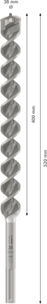 Broca para taladro percutor Bosch PRO SDS max-4 de 38x400x520 mm.