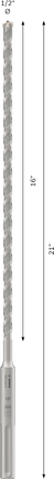 Broca para taladro percutor Bosch PRO SDS max-4 de 1/2" x 16" x 21".