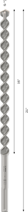 Broca para taladro percutor Bosch PRO SDS max-4 de 1 x 16 x 21 pulgadas.