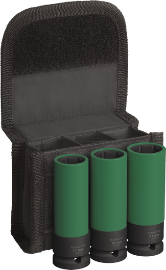 Juego de llaves de impacto Bosch PRO con fundas de PET, 1/2 pulgada, 3 piezas.