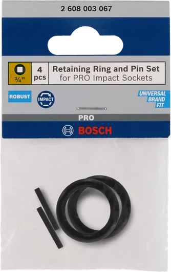 Juego de pasador y anillo de retención de 3/4″ Bosch , 4 piezas.