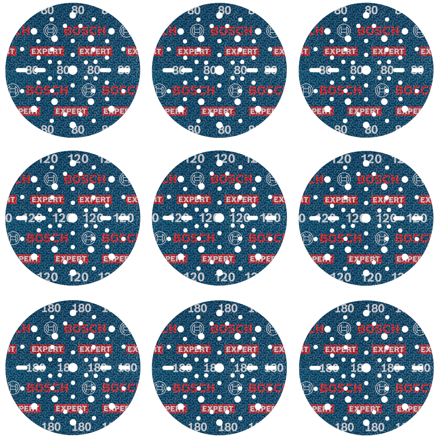 Juego de discos de lijado de láminas Bosch EXPERT O780, 150 mm, granos surtidos.