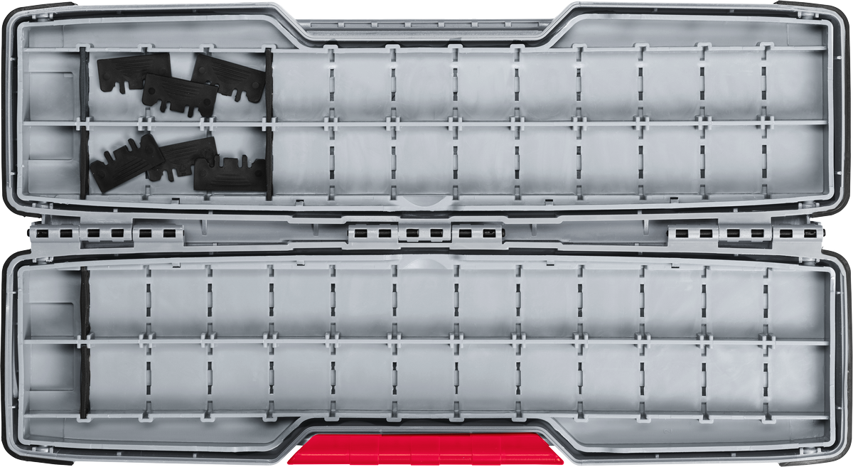 Caja de accesorios grande Bosch PRO Tough Box abierta.