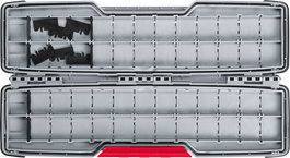 Caja de accesorios grande Bosch PRO Tough Box abierta.