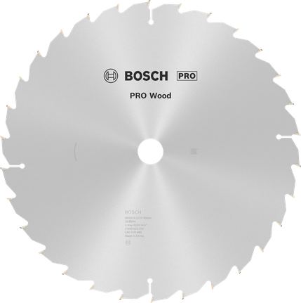 Hoja de sierra circular Bosch PRO Wood de 356 mm para un corte preciso de la madera.