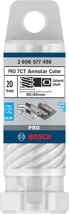 Fresa anular Bosch PRO Metal TCT de 20x50x93 mm.