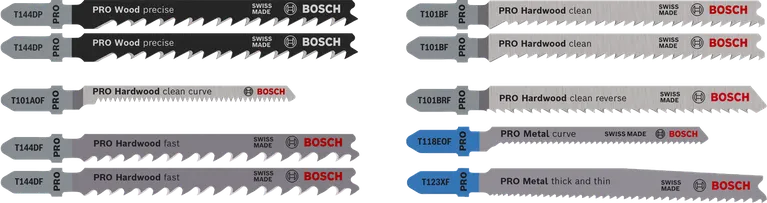 Juego de 10 hojas de sierra de calar Bosch PRO para madera y metal, 100 mm.