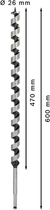 Broca barrena para madera Bosch PRO 26 x 470 x 600 mm.