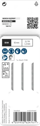 Hojas de sierra de calar Bosch PRO Metal medianas T121AFC de 92 mm, paquete de 3 unidades.