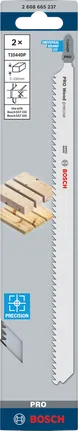 Hoja de sierra de calar Bosch PRO Wood T1044DP de precisión para cortes limpios en la madera.