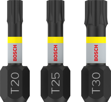 Juego de puntas de impacto Bosch PRO T T20 T25 T30 de 25 mm.