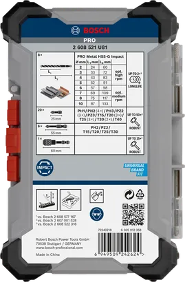 Juego de herramientas de impacto para metal Bosch PRO de 35 piezas.