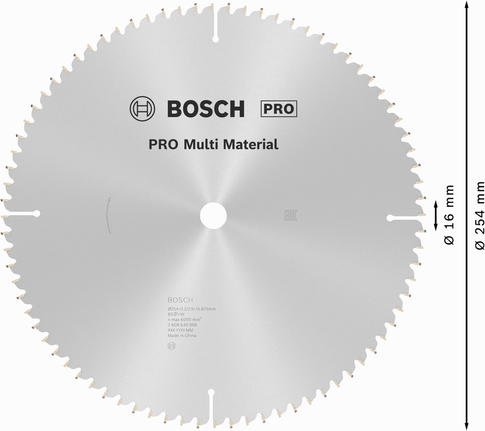 Hoja de sierra circular multimaterial Bosch PRO de 254 mm.