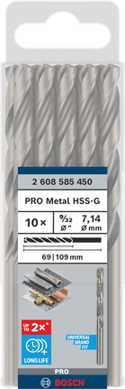 Juego de brocas Bosch PRO Metal HSS-G de 9/32″.