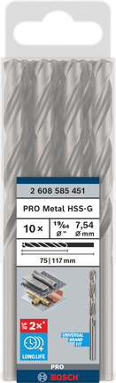 Paquete de brocas para metal Bosch HSS-G de 19/64″.