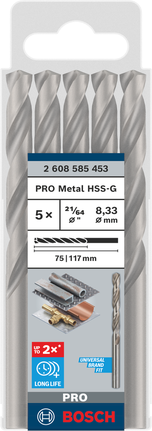 Paquete de brocas Bosch PRO Metal HSS-G 21/64″.