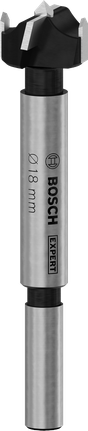 Broca Bosch EXPERT de 18 mm para cortar bisagras en madera laminada.