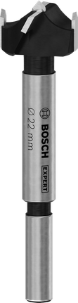 Broca Bosch EXPERT de 22 mm para cortar bisagras en madera laminada.