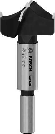 Broca Bosch EXPERT de 38 mm para cortar bisagras en madera laminada.