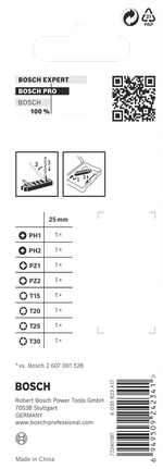 Juego de puntas de impacto Bosch de 8 piezas de 25 mm.