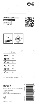 Juego de puntas de destornillador de impacto Bosch PRO de 25 mm, 8 piezas.