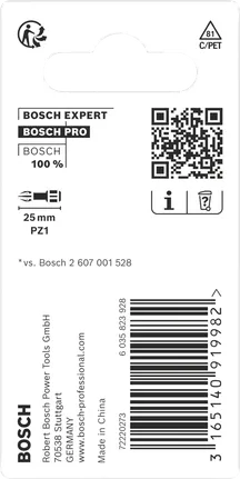 Puntas Bosch PRO Pozidriv PZ1 de 25 mm.