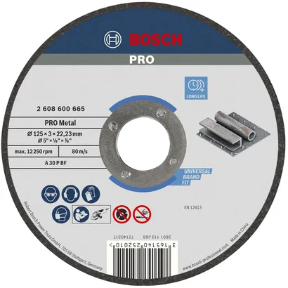 Disco de corte para metal Bosch PRO de 125 mm para trabajar el metal.