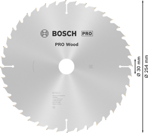 Hoja de sierra circular para madera Bosch PRO de 254 x 30 mm.