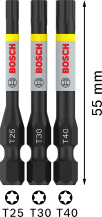 Juego de puntas de impacto Bosch PRO T T25 T30 T40 55 mm 3 piezas.