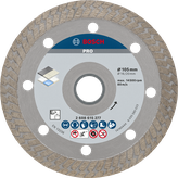 Disco de corte de diamante cerámico duro Bosch PRO de 105 mm.