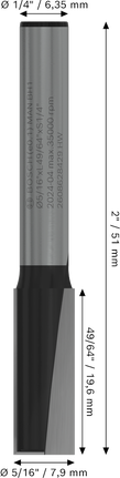 Broca recta para enrutador Bosch PRO de dos ranuras y 5/16 de pulgada de diámetro.