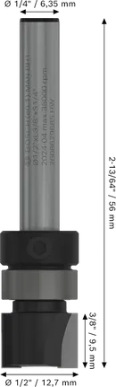 Fresa para router Bosch PRO con rodamiento superior y corte al ras de 1/2 pulgada.