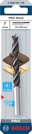 Broca Bosch PRO Wood Brad Point de 7 mm para taladrar madera con precisión.