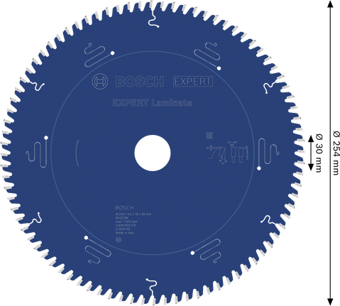 Hoja de sierra circular laminada Bosch EXPERT 254 mm T84.