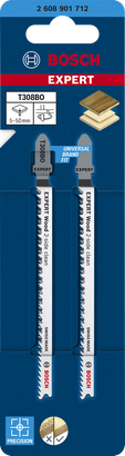 Pack de hojas de sierra de calar Bosch EXPERT Wood T308BO de limpieza por 2 lados.