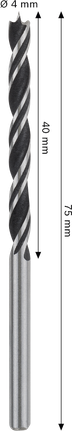 Broca de punta fina para madera Bosch PRO de 4 x 75 mm.