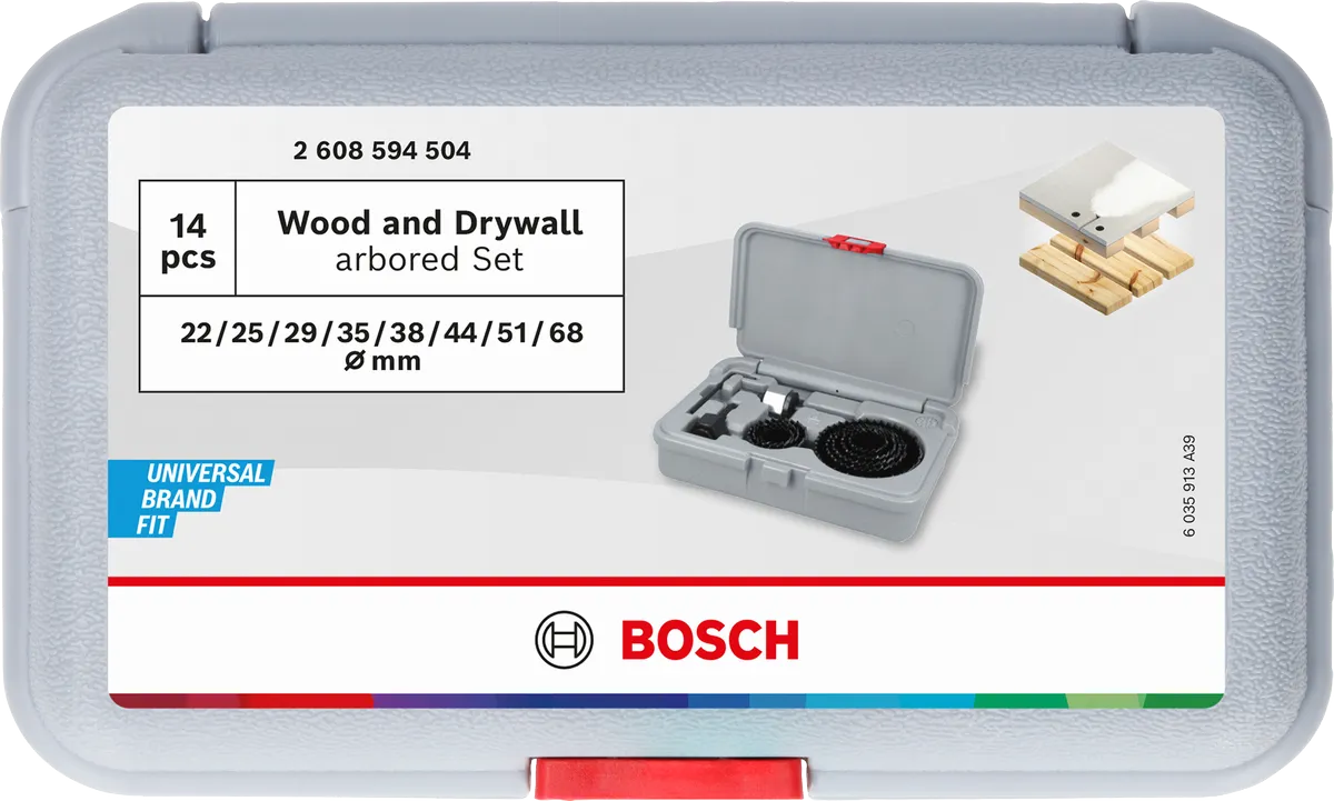 Juego de sierras de copa con eje para madera y drywall 