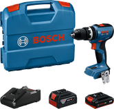 Taladro a batería Bosch GSB 18V-65 con maletín y baterías.