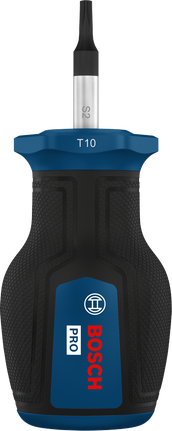 Destornillador Bosch PRO Stubby TX10 con mango ergonómico.