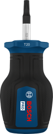 Destornillador Bosch PRO Stubby TX20 con mango ergonómico.