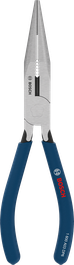 Alicates de punta larga Bosch con mangos antideslizantes.