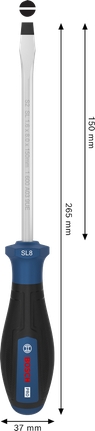 Destornillador Bosch PRO SL 1.6 x 8 150 mm con mango ergonómico.