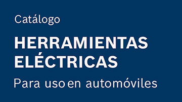 Catálogo de herramientas eléctricas para automóviles en fondo azul.