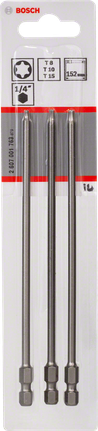 Sada 3dílných bitů pro šroubovák Torx Bosch 152 mm.