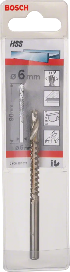 Frézovací vrták Bosch HSS 6 mm pro přesné vrtání.