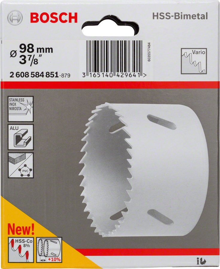 Děrovací pila Bosch HSS-Bimetal 98 mm na kov a PVC.
