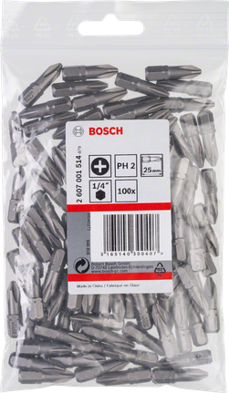 Sada 100 bitů pro šroubovák Bosch PH2 25 mm Extra Hard.