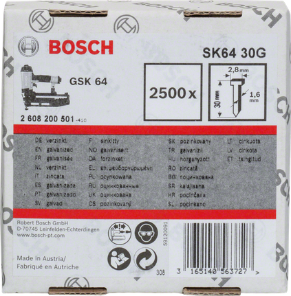 Bosch SK64 30G 30mm dokončovací hřebíky.