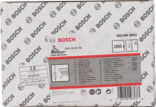 Pozinkované dokončovací hřebíky Bosch 3,1 mm.